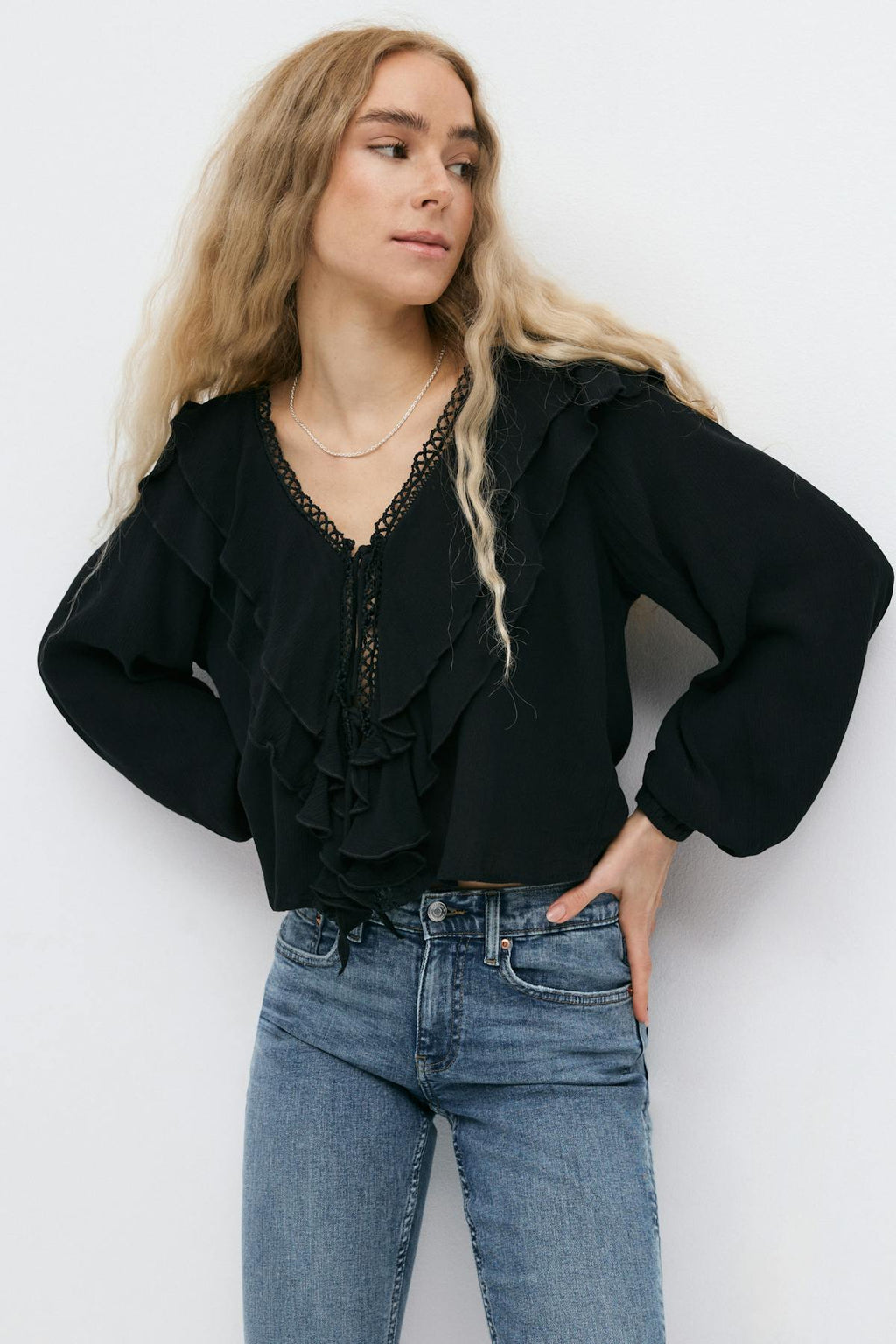 Frill tie blouse