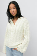 Knitted cable collar sweater