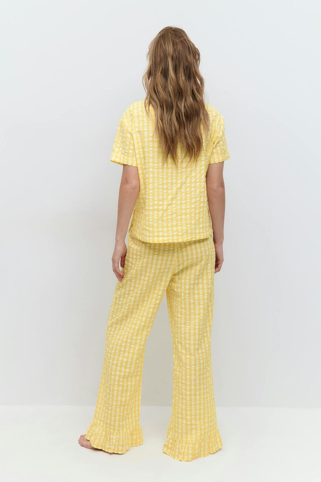 Gingham seersucker trousers