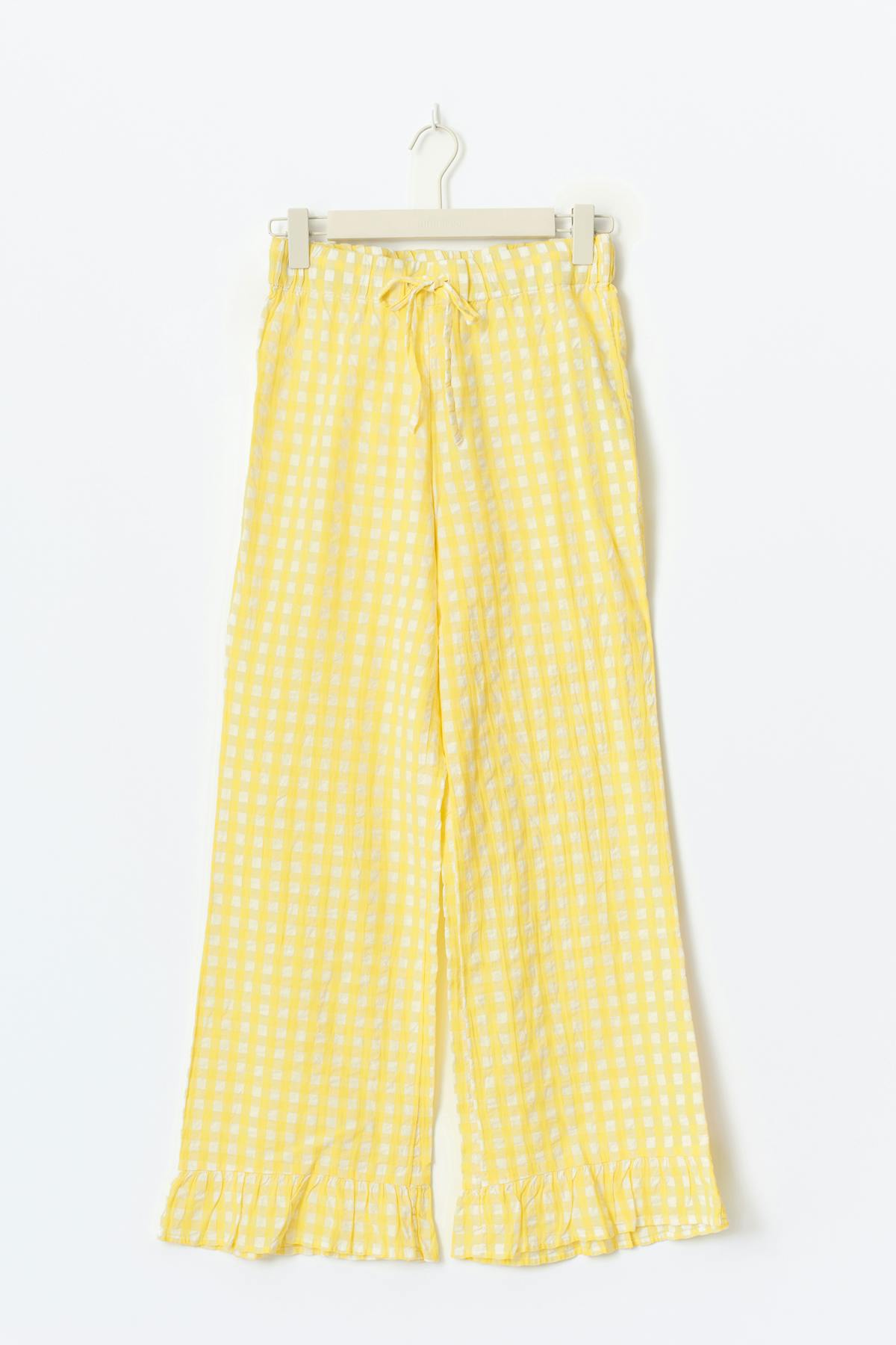 Gingham seersucker trousers