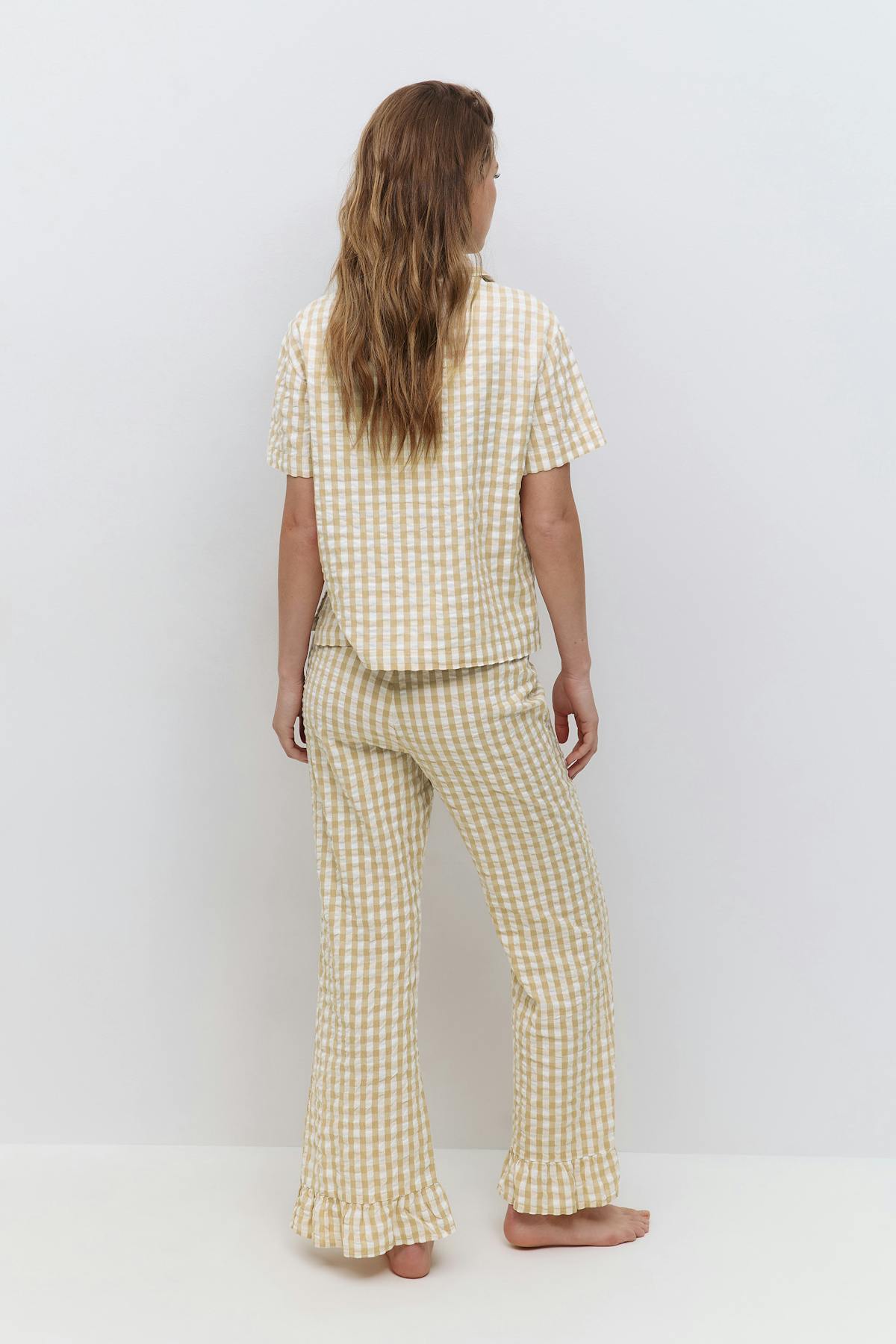 Gingham seersucker trousers