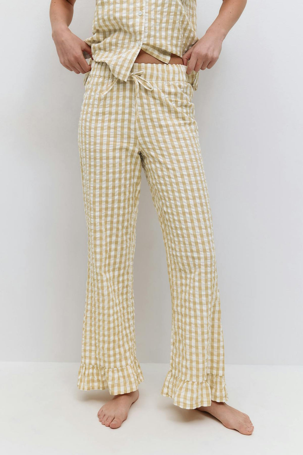 Gingham seersucker trousers