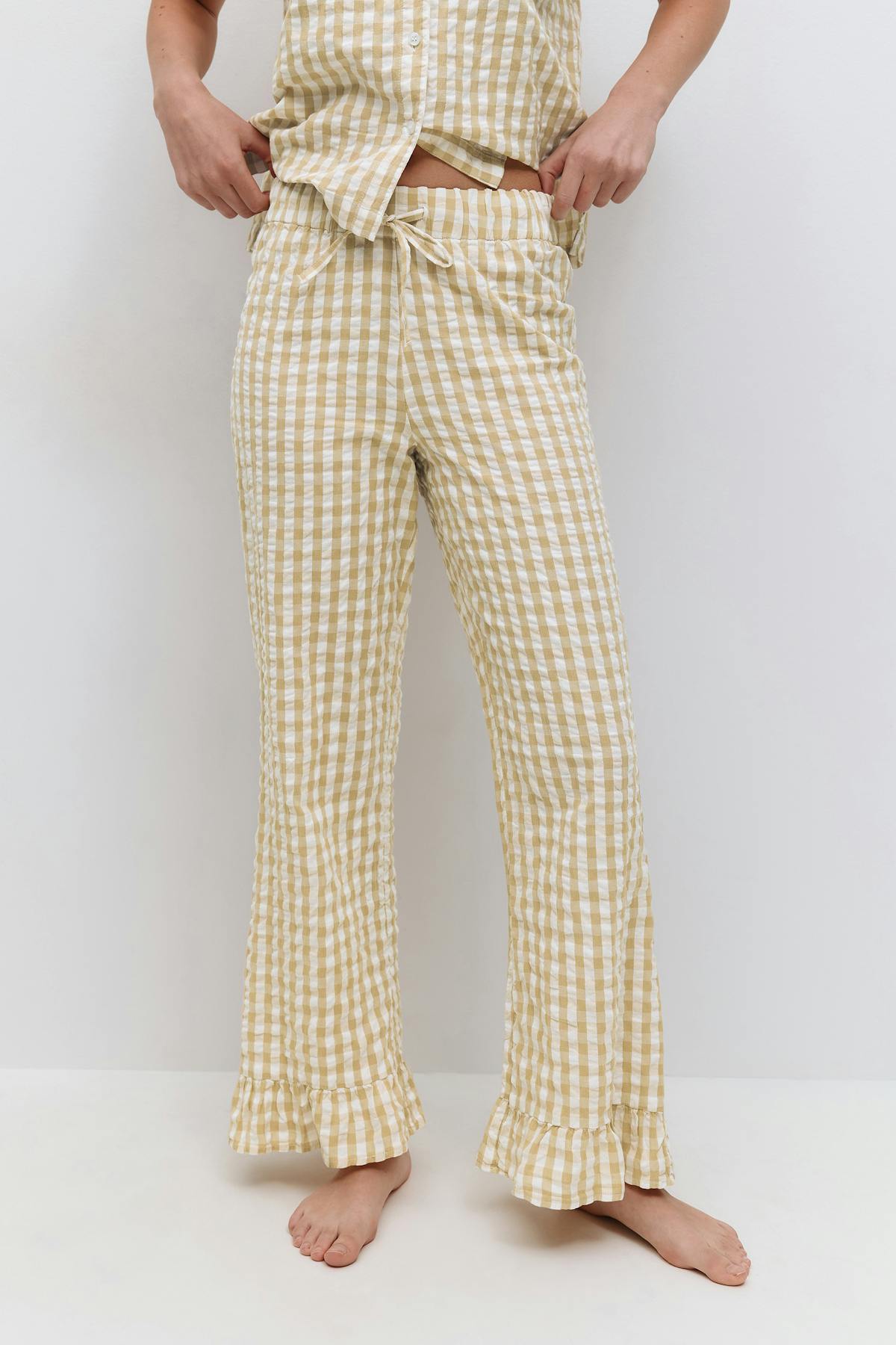 Gingham seersucker trousers
