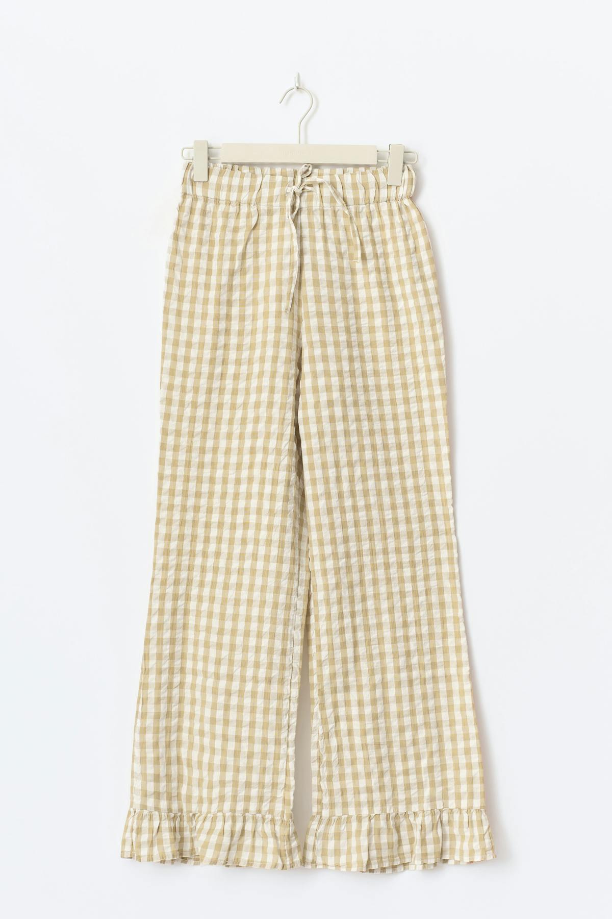 Gingham seersucker trousers