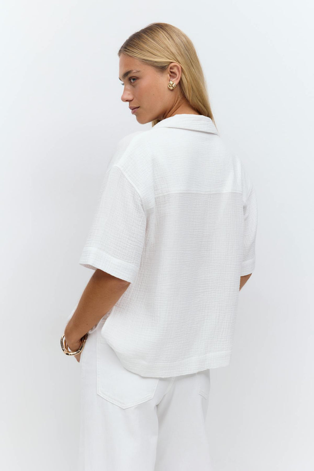 Gauze short sleeve shirt