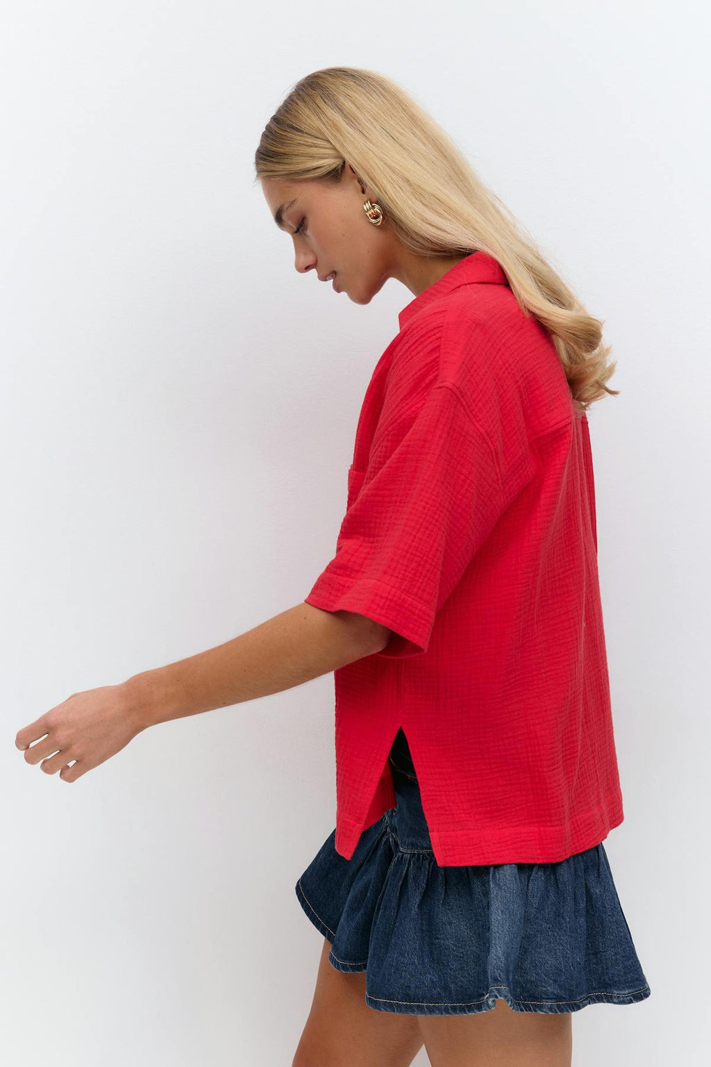 Gauze short sleeve shirt