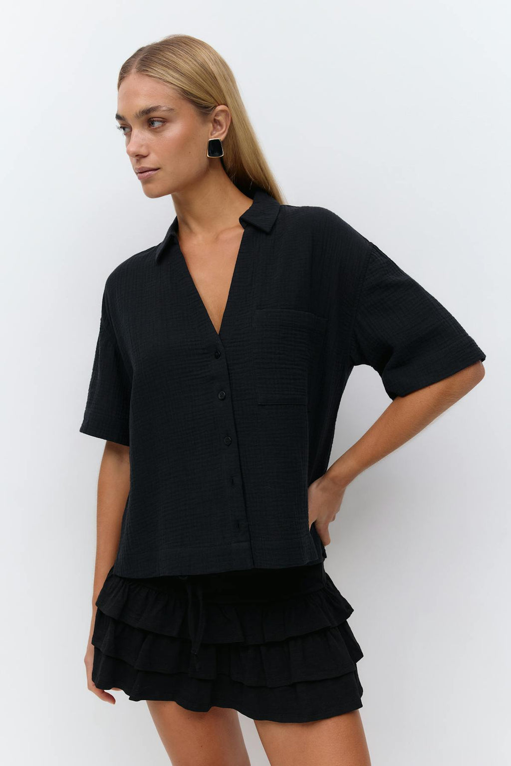 Gauze short sleeve shirt