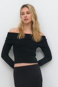 Knitted off shoulder top