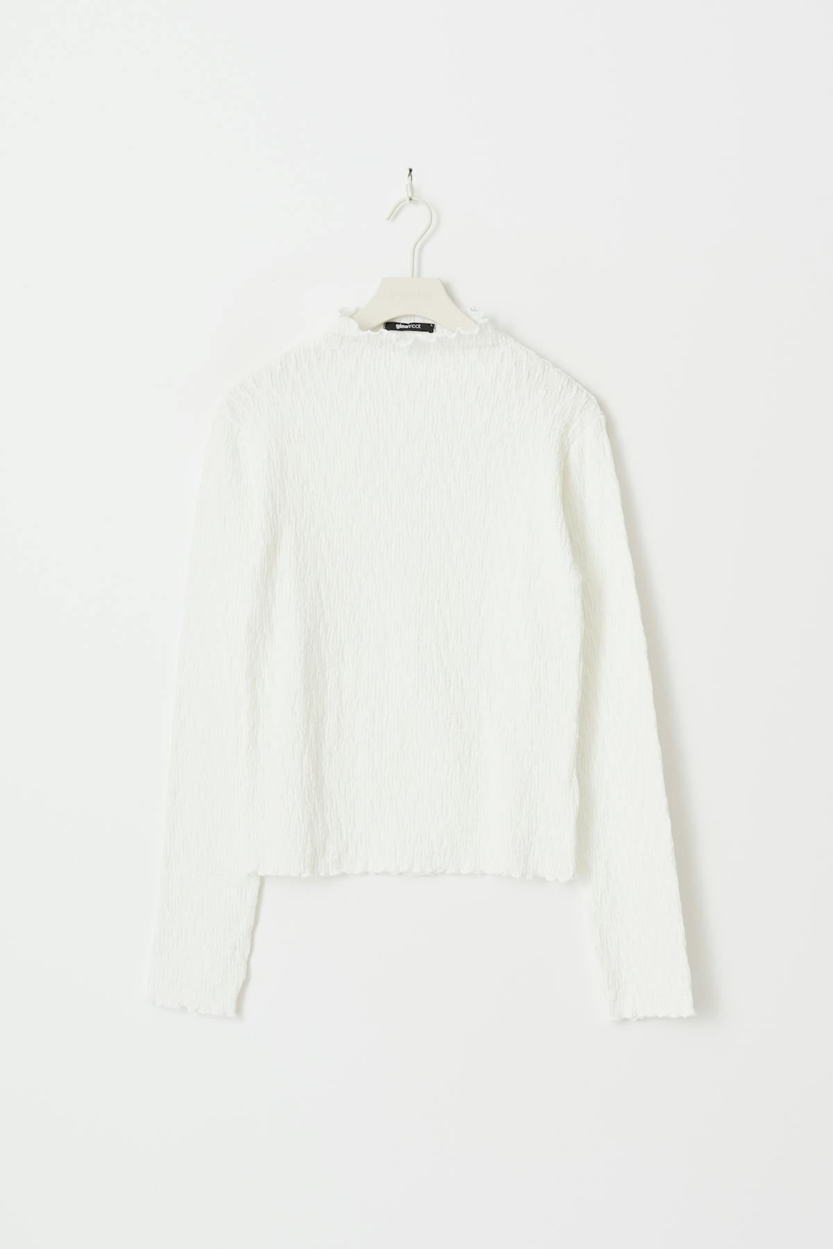 Textured funnel neck top