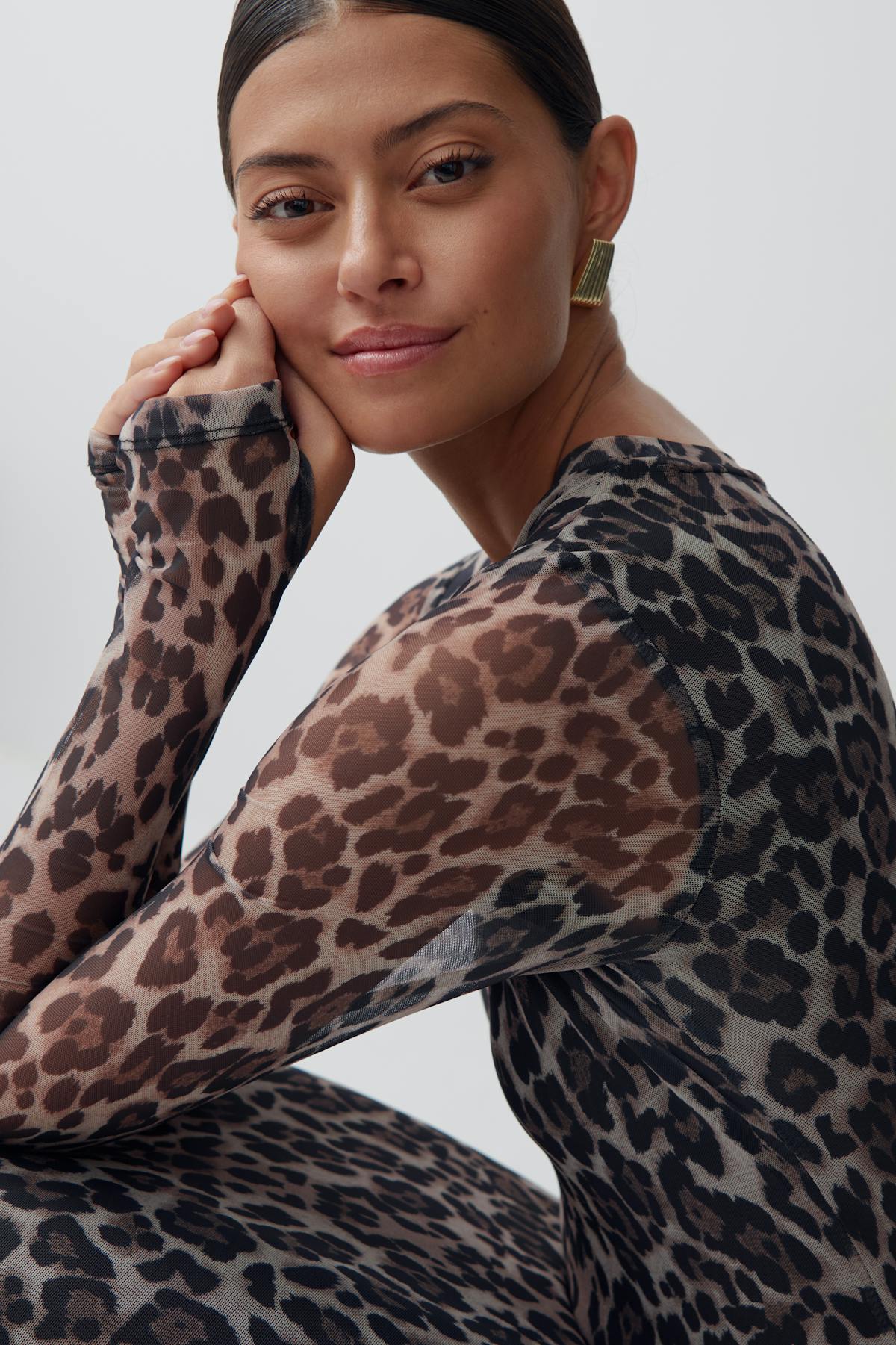 Long sleeve mesh dress