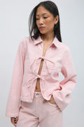 Front tie denim shirt