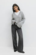 V-neck knitted sweater