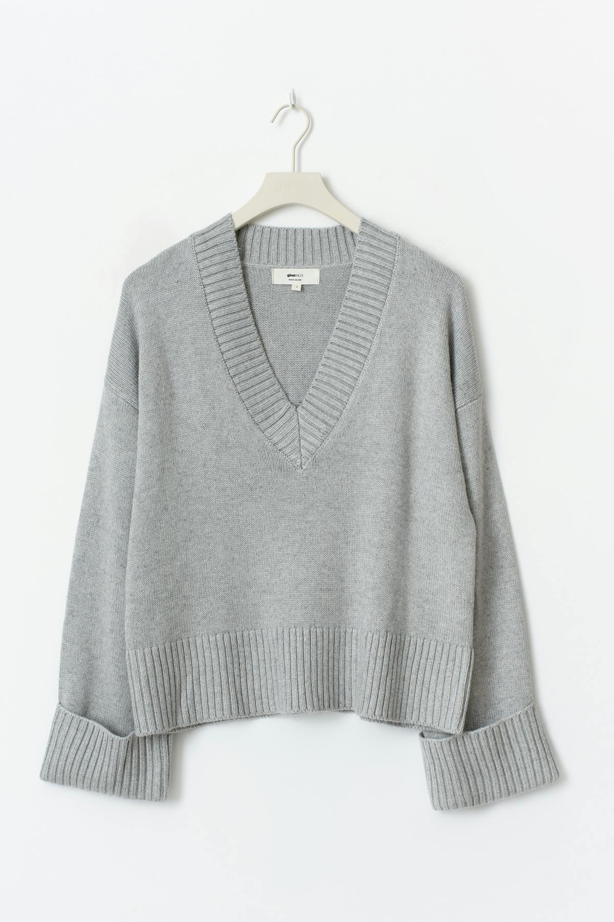 V-neck knitted sweater