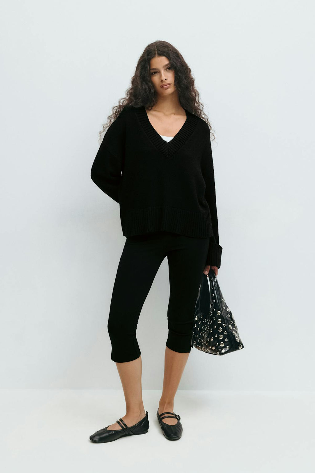V-neck knitted sweater