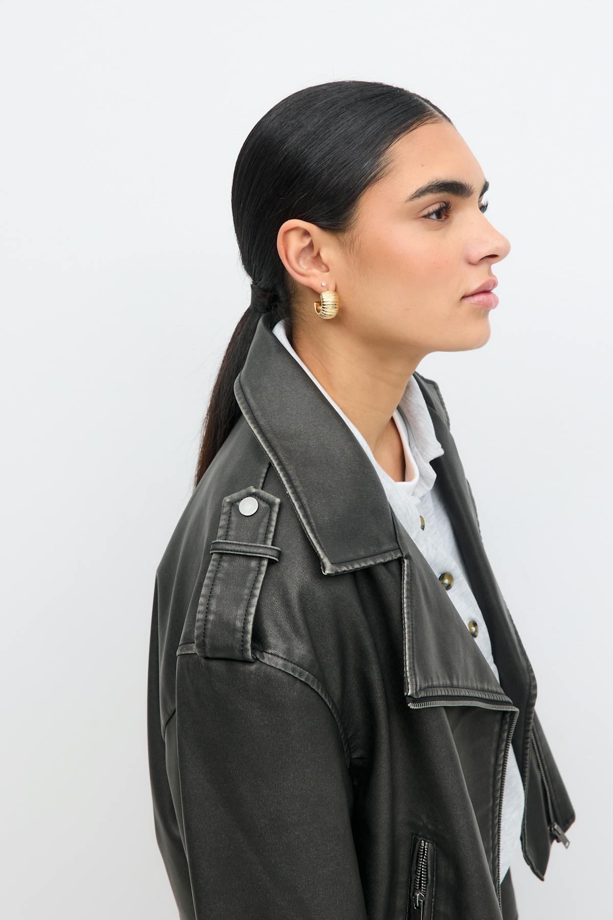Short pu biker jacket