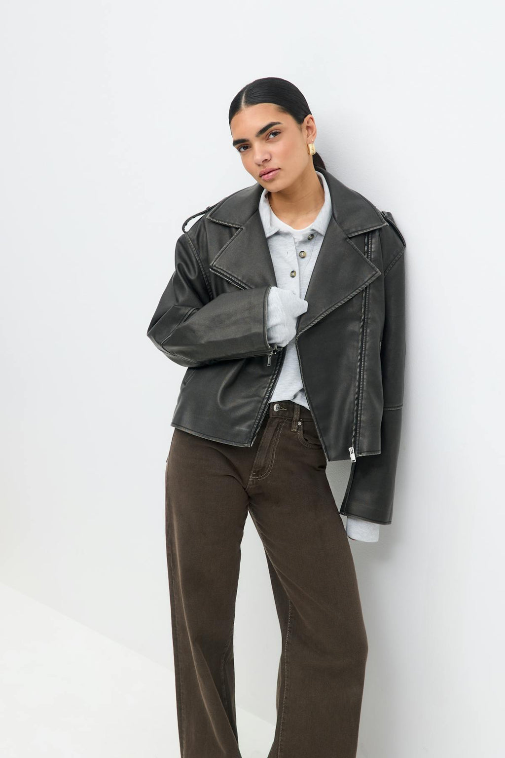 Short pu biker jacket
