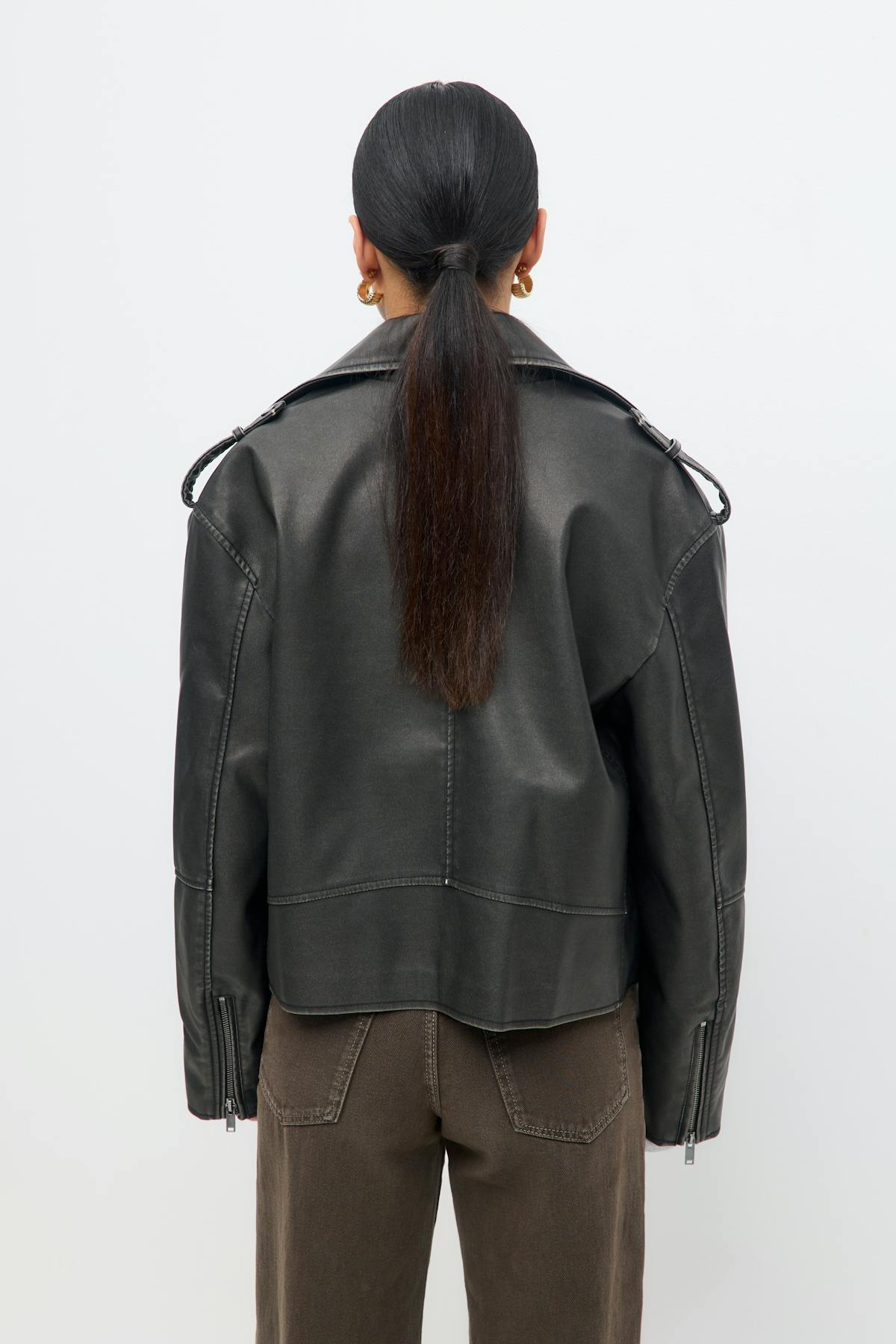 Short pu biker jacket