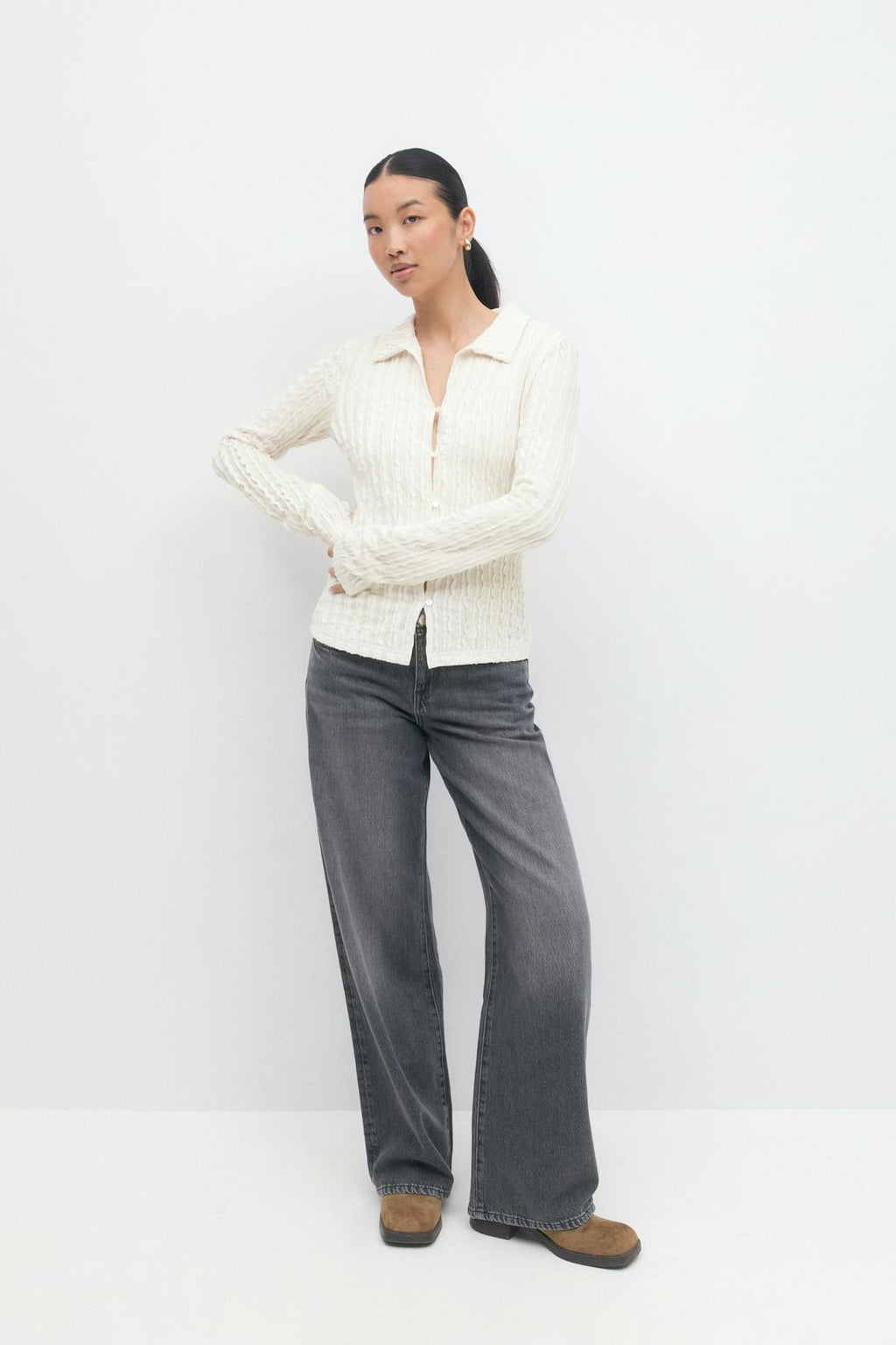 Textured shirt top