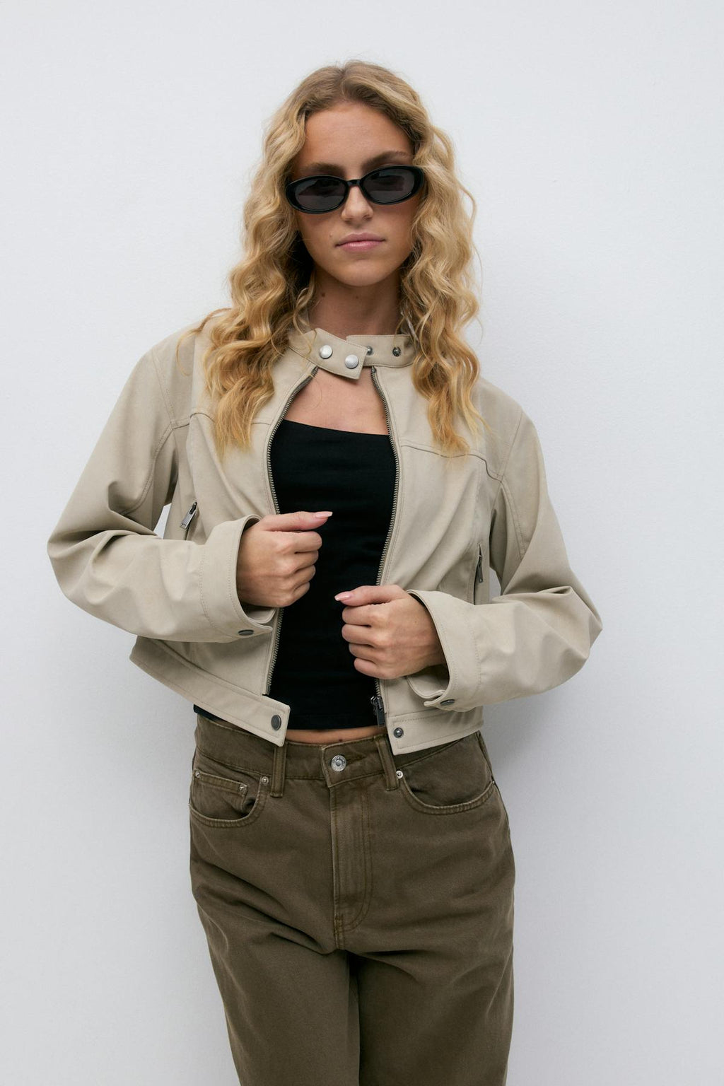 Faux suede short jacket
