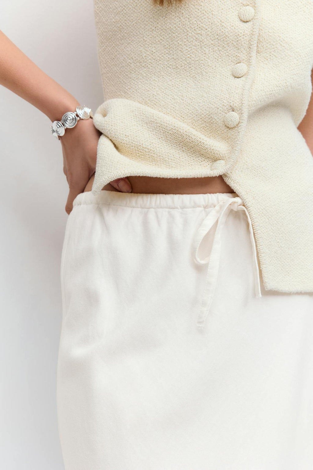 Drawstring maxi skirt