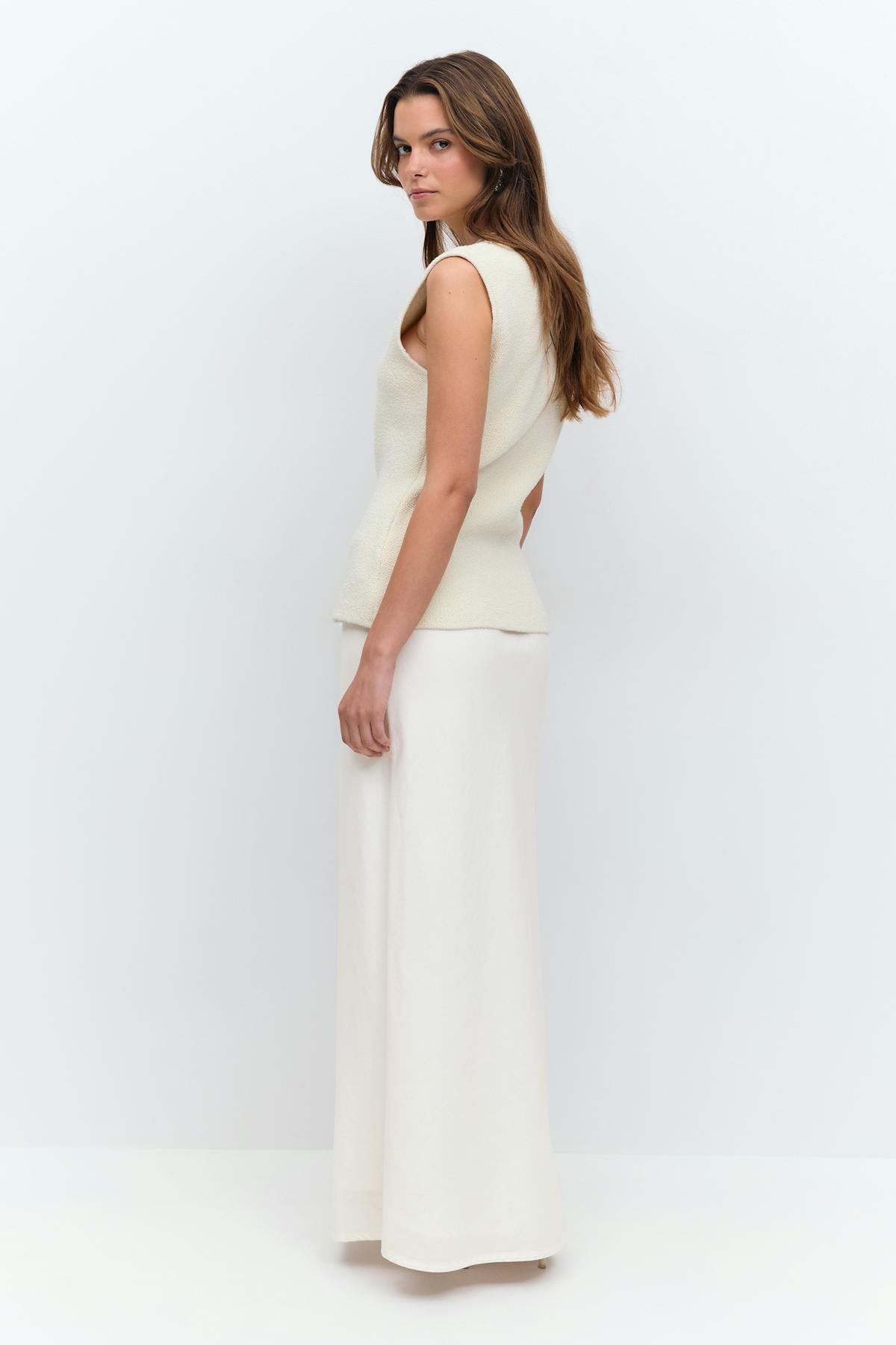 Drawstring maxi skirt