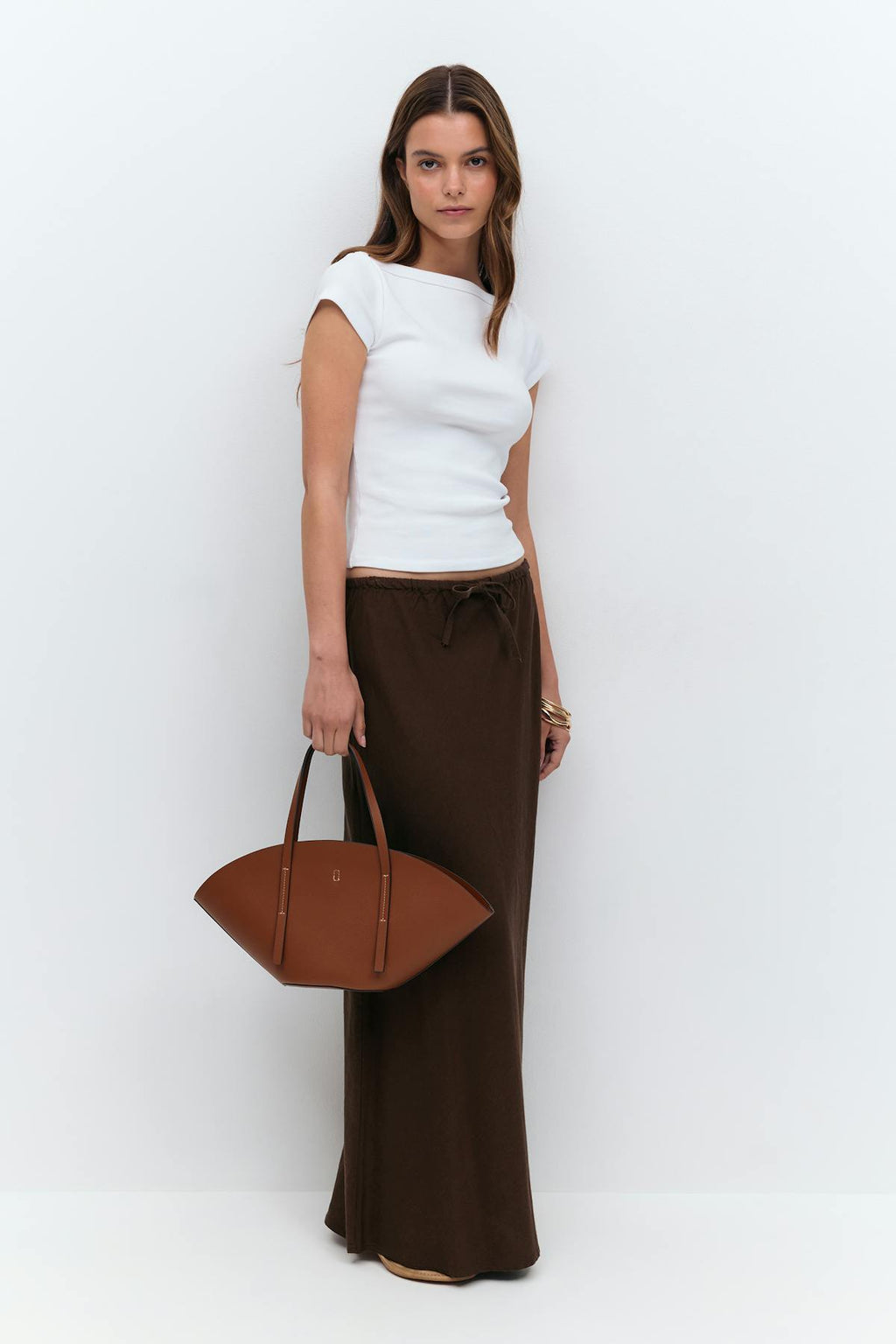 Drawstring maxi skirt