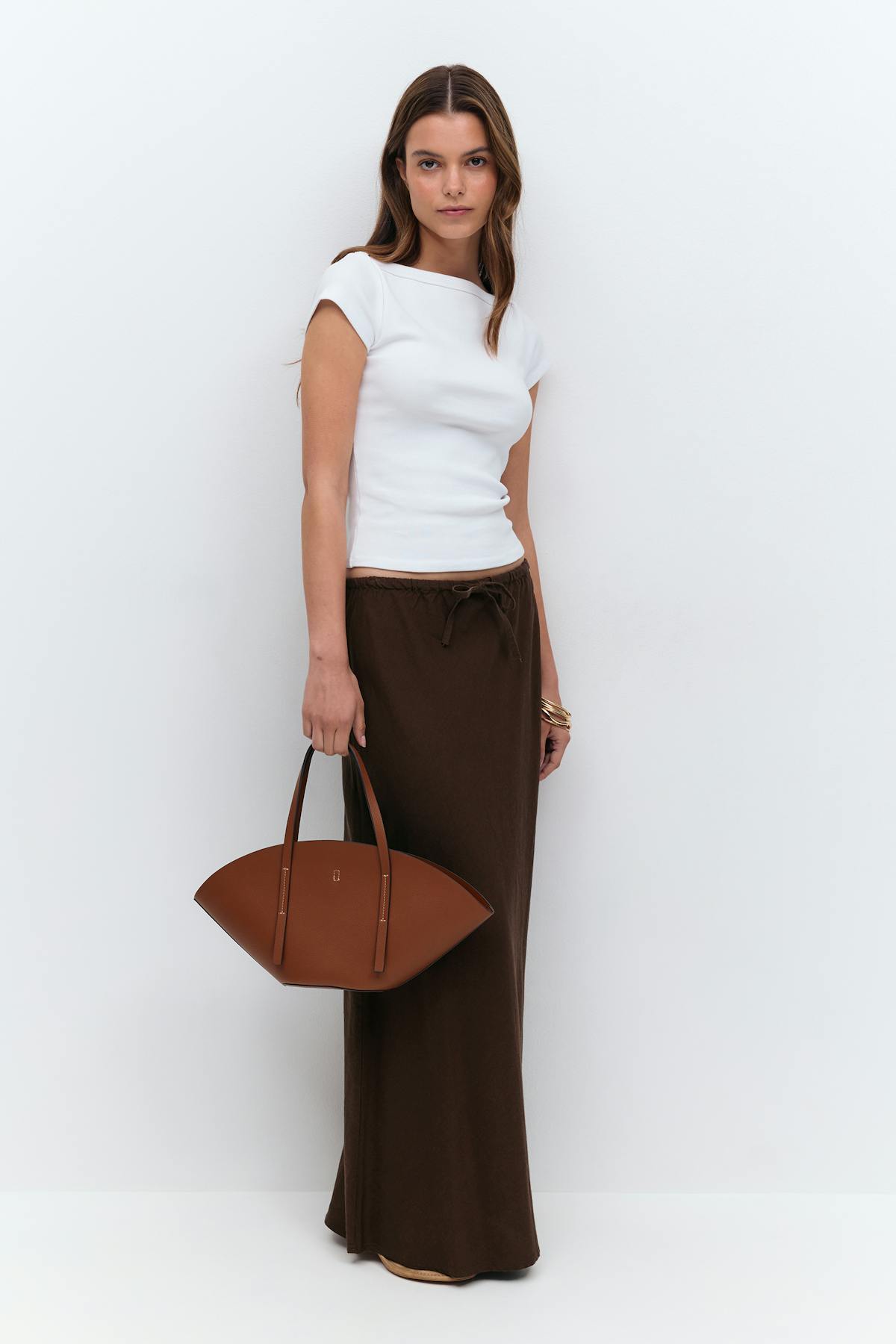 Drawstring maxi skirt