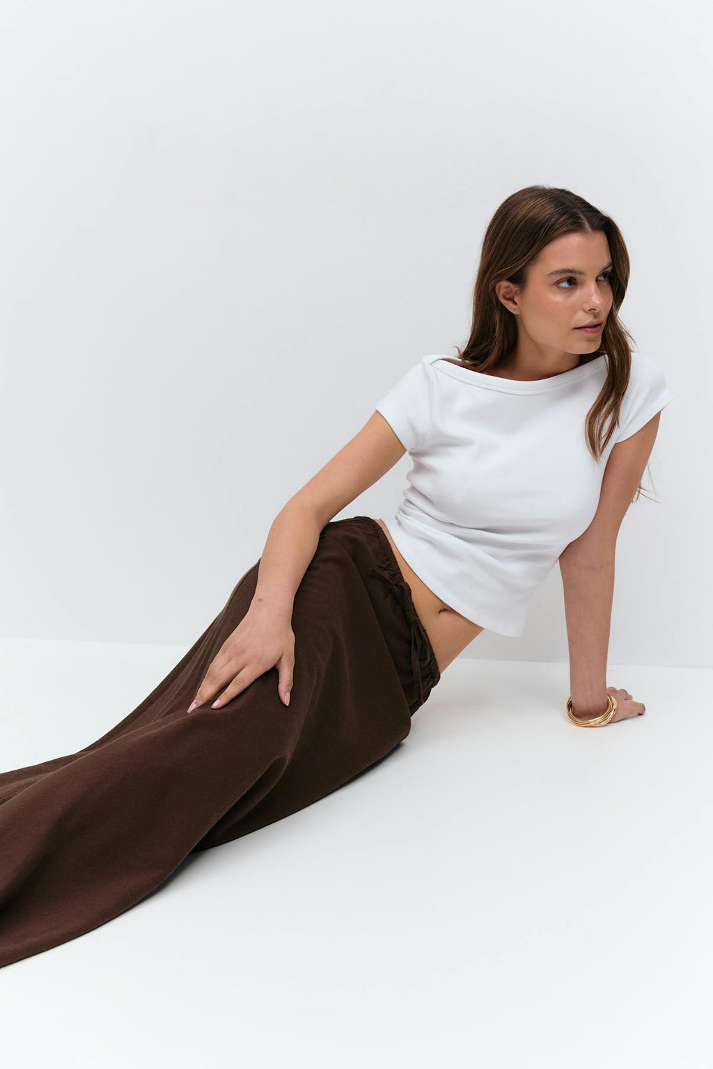 Drawstring maxi skirt