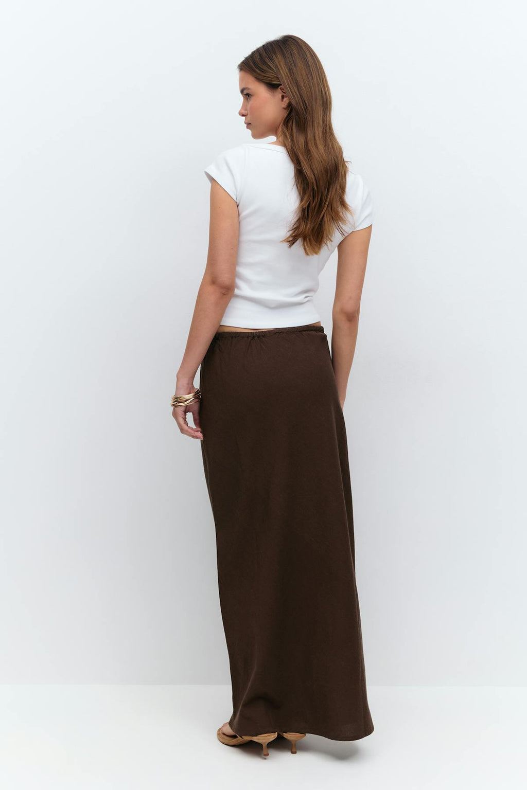 Drawstring maxi skirt