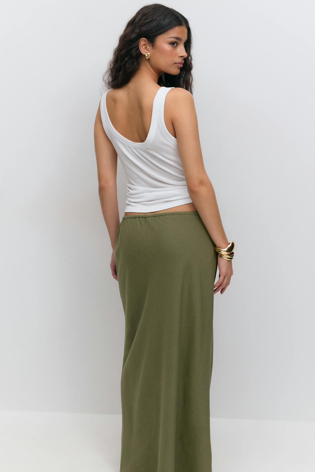 Drawstring maxi skirt