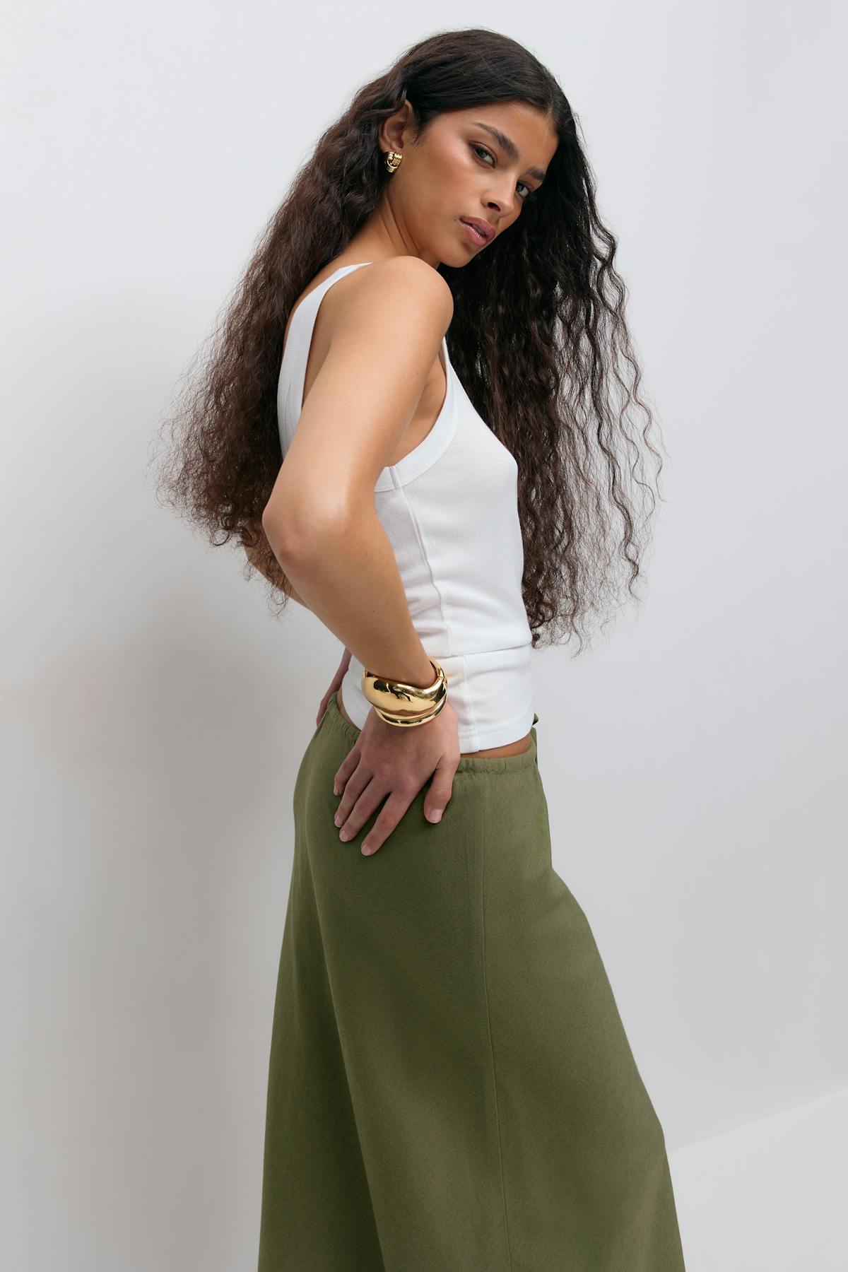 Drawstring maxi skirt