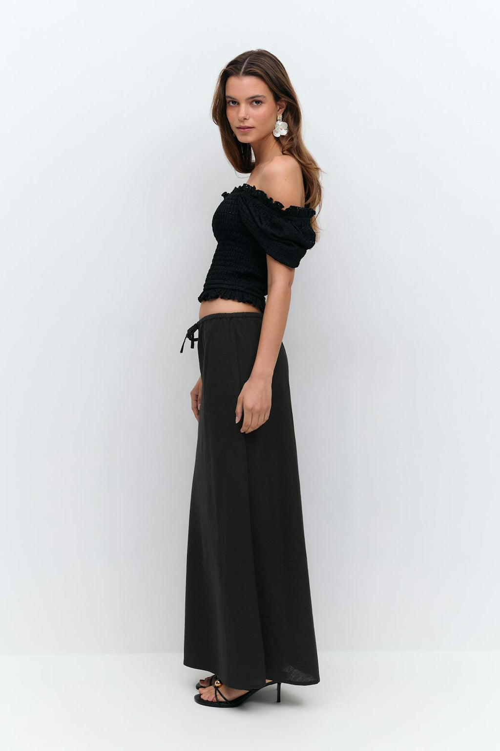 Drawstring maxi skirt
