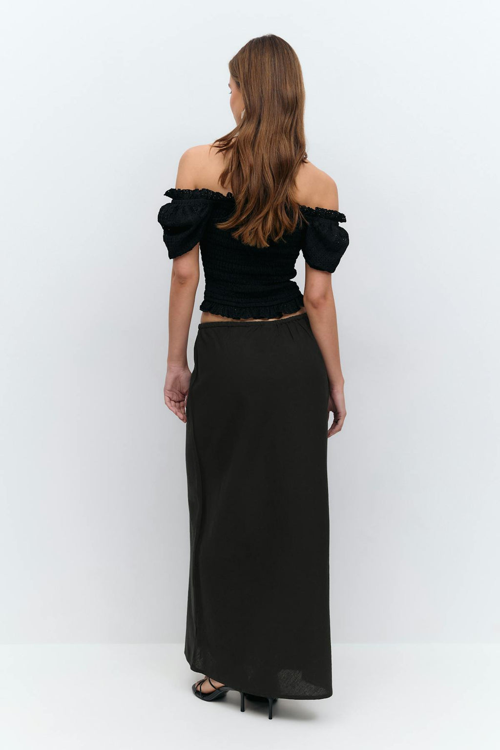 Drawstring maxi skirt
