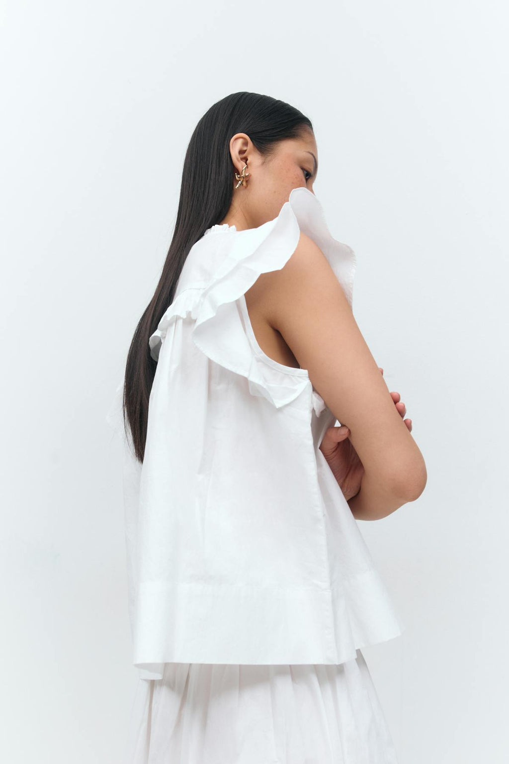Poplin frill top