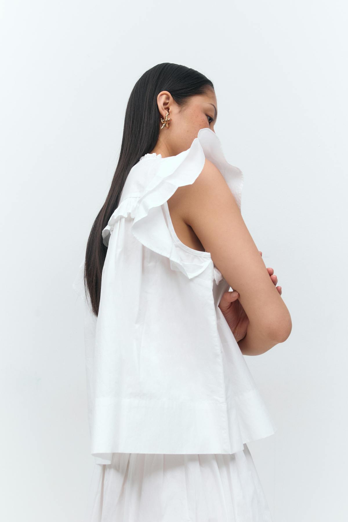 Poplin frill top
