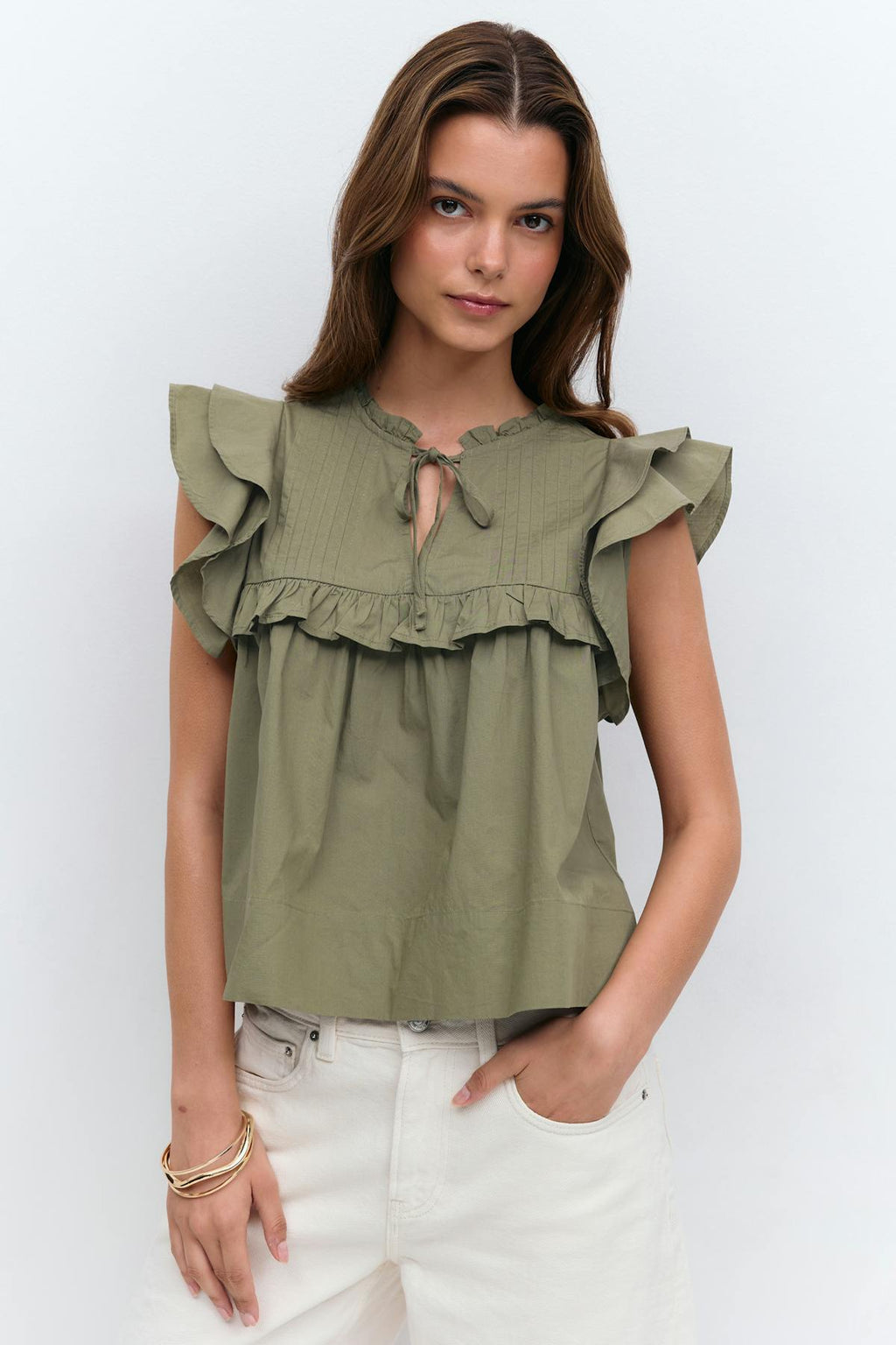 Poplin frill top