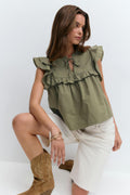 Poplin frill top