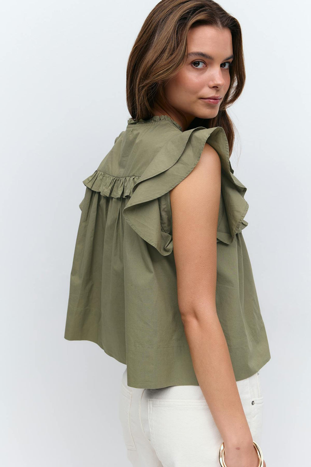 Poplin frill top