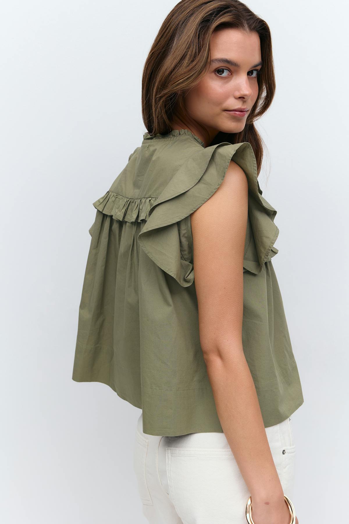 Poplin frill top