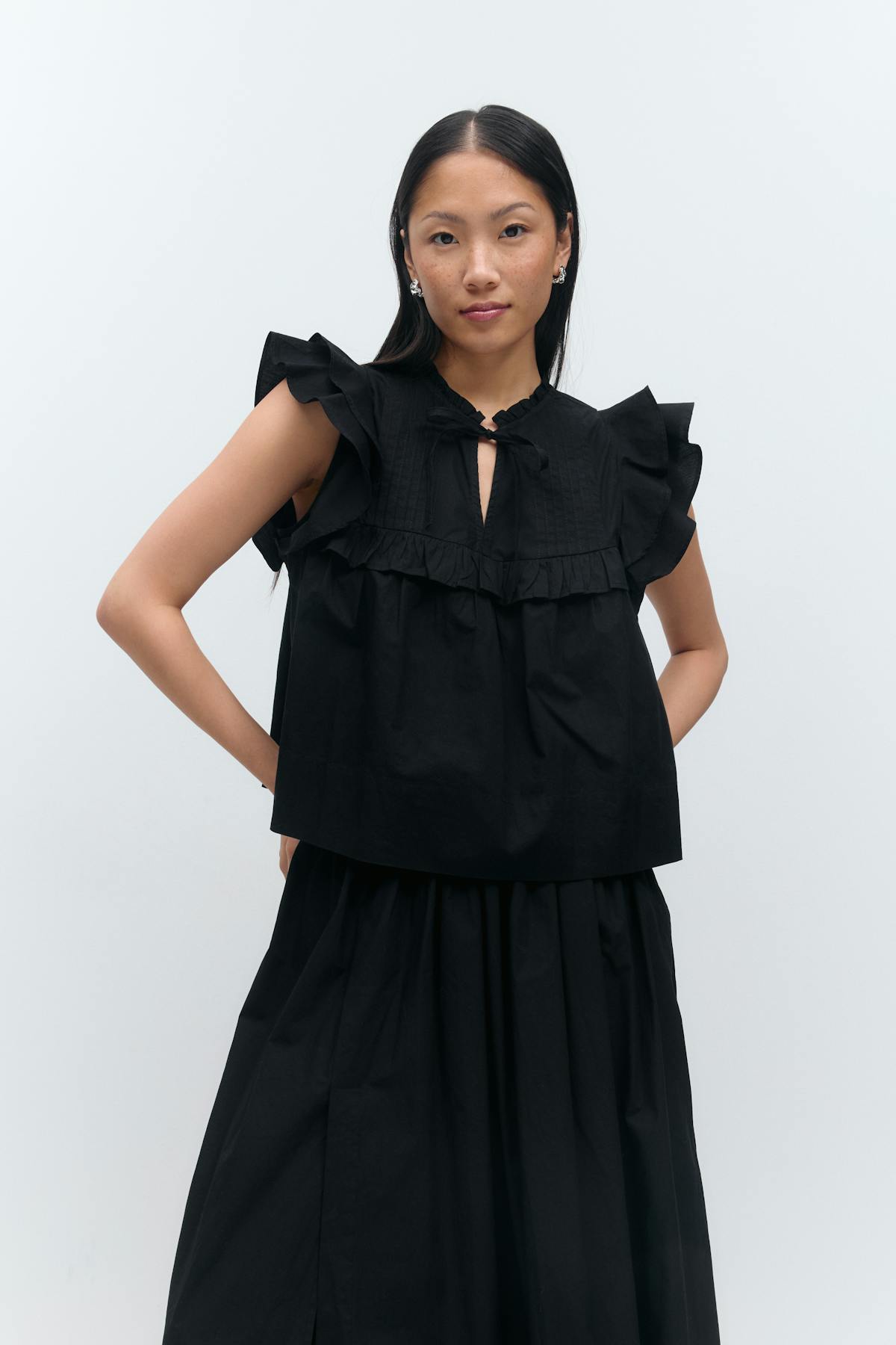 Poplin frill top