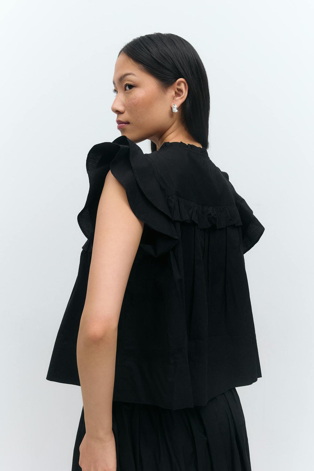 Poplin frill top