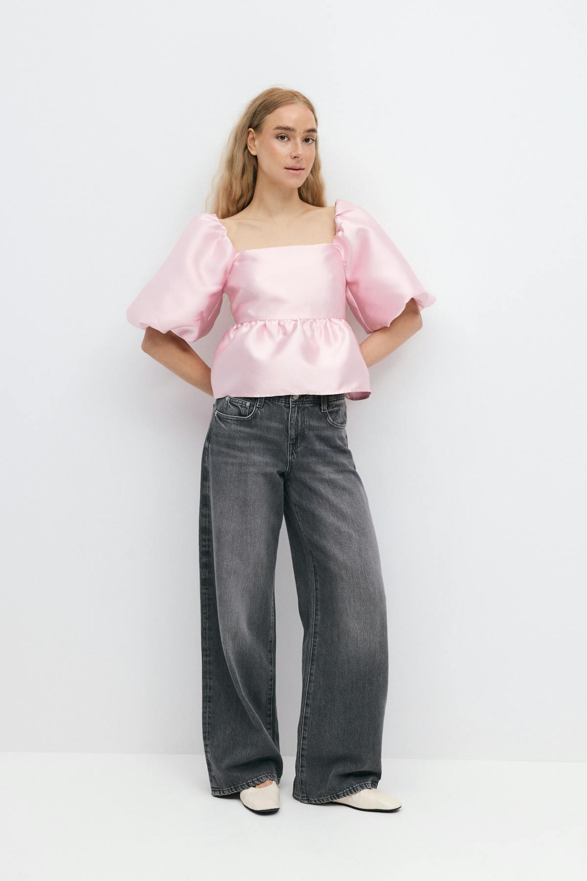 Shiny peplum blouse