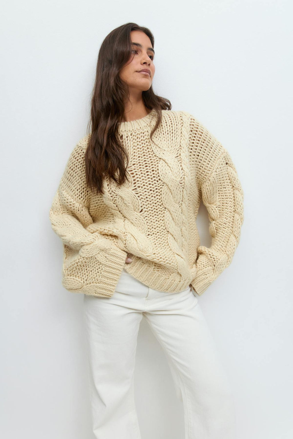 Knitted cable sweater