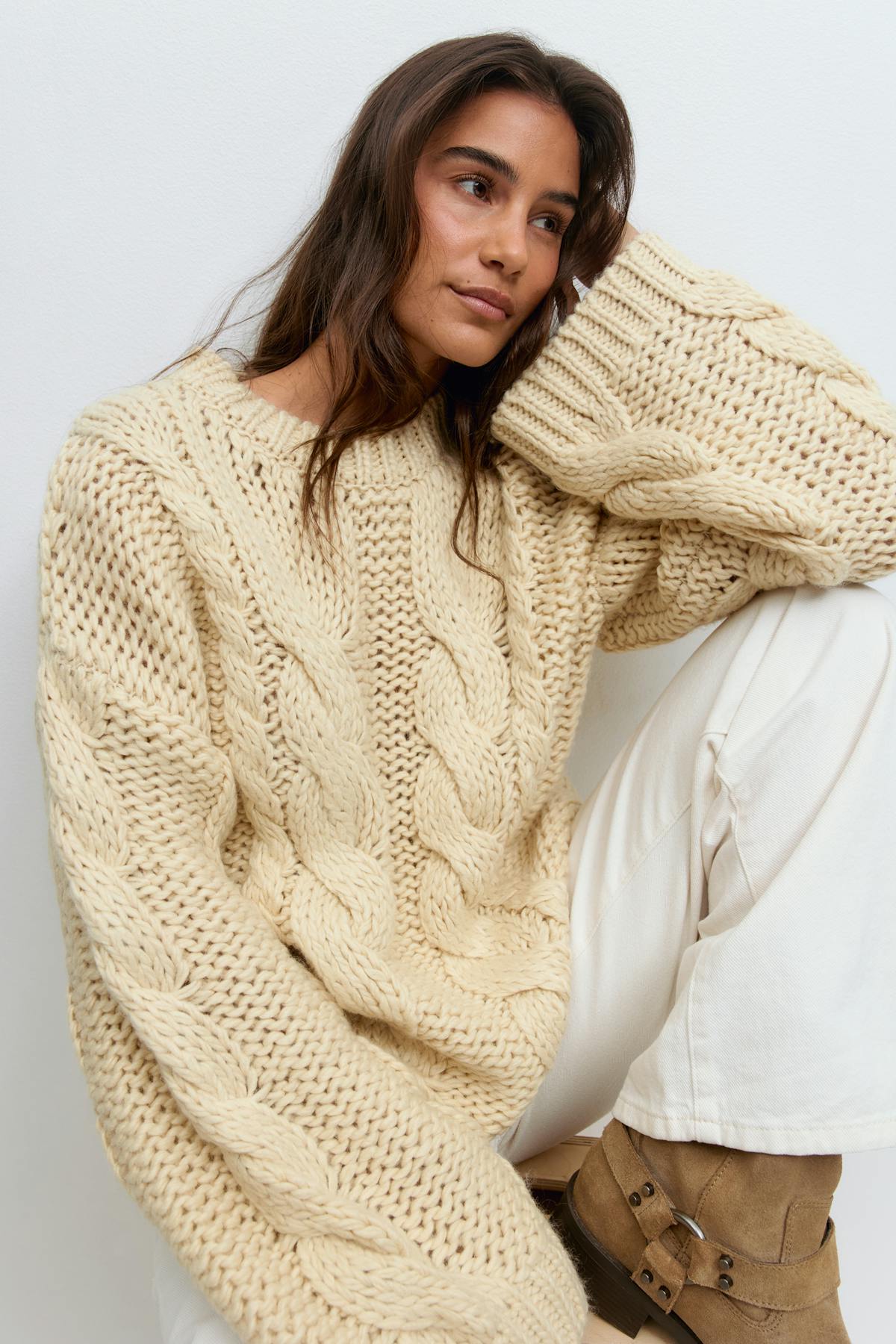 Knitted cable sweater