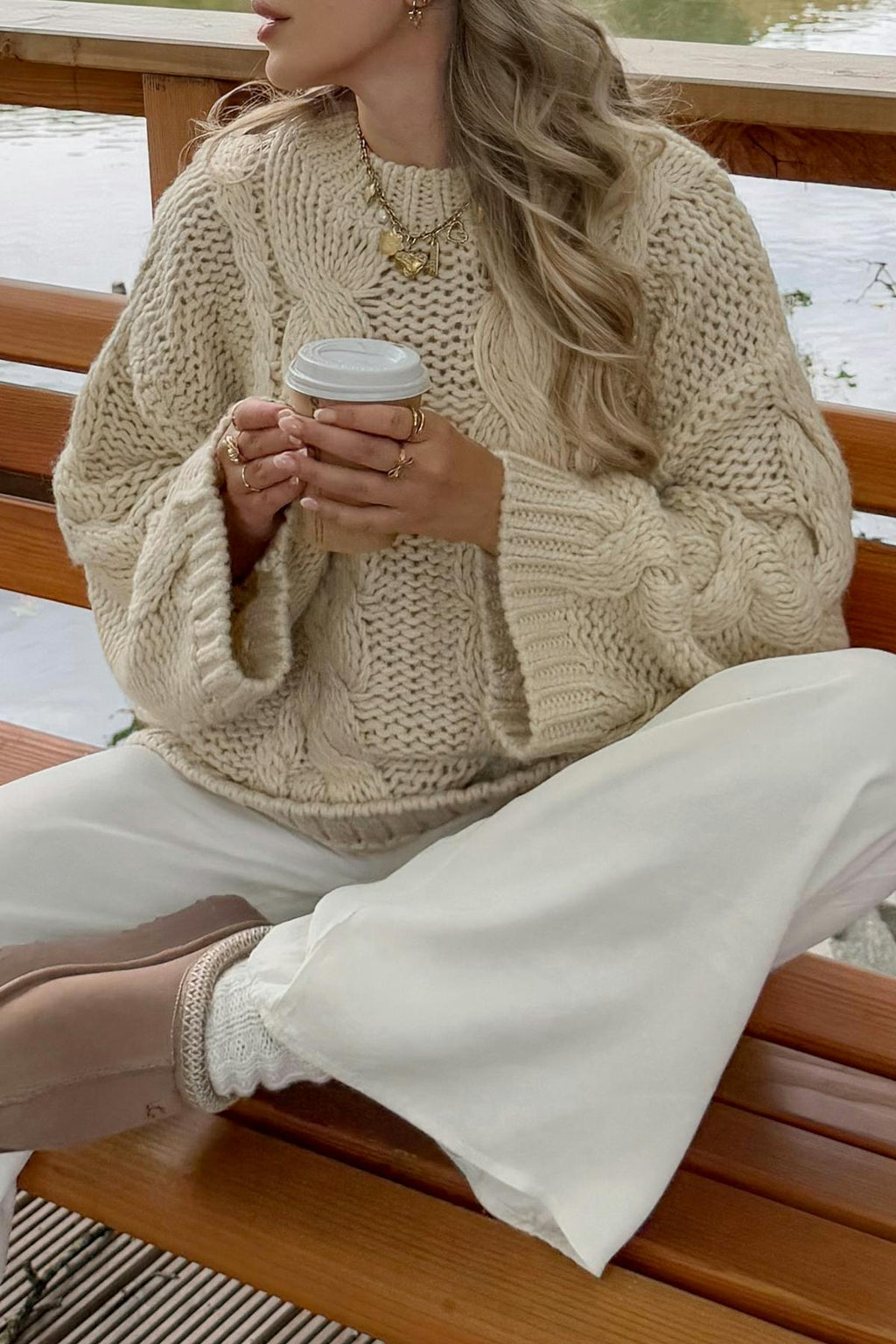 Knitted cable sweater
