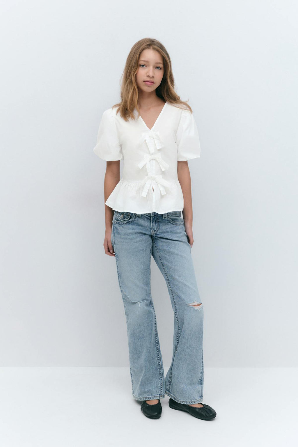 Y tie peplum top
