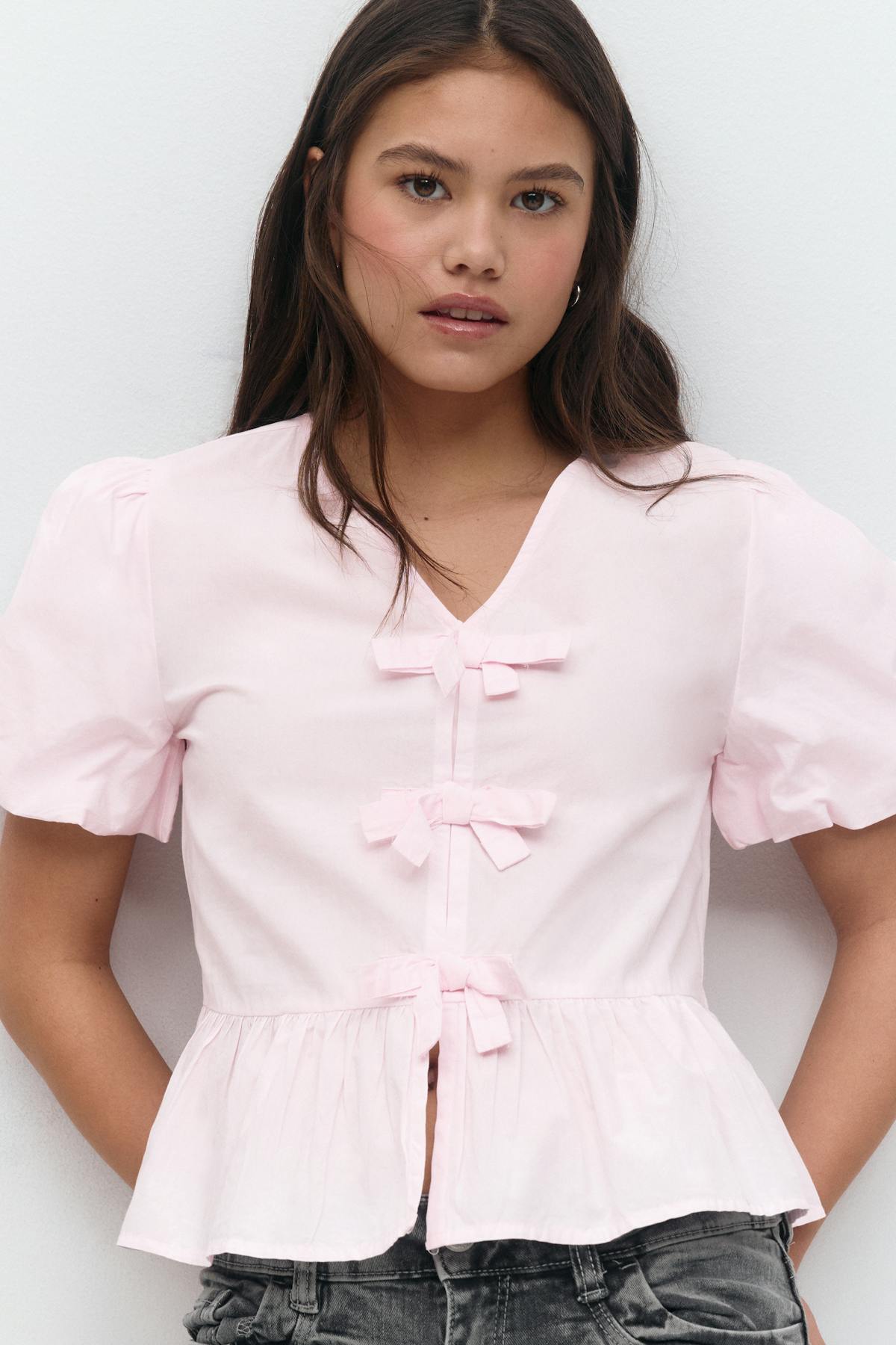Y tie peplum top