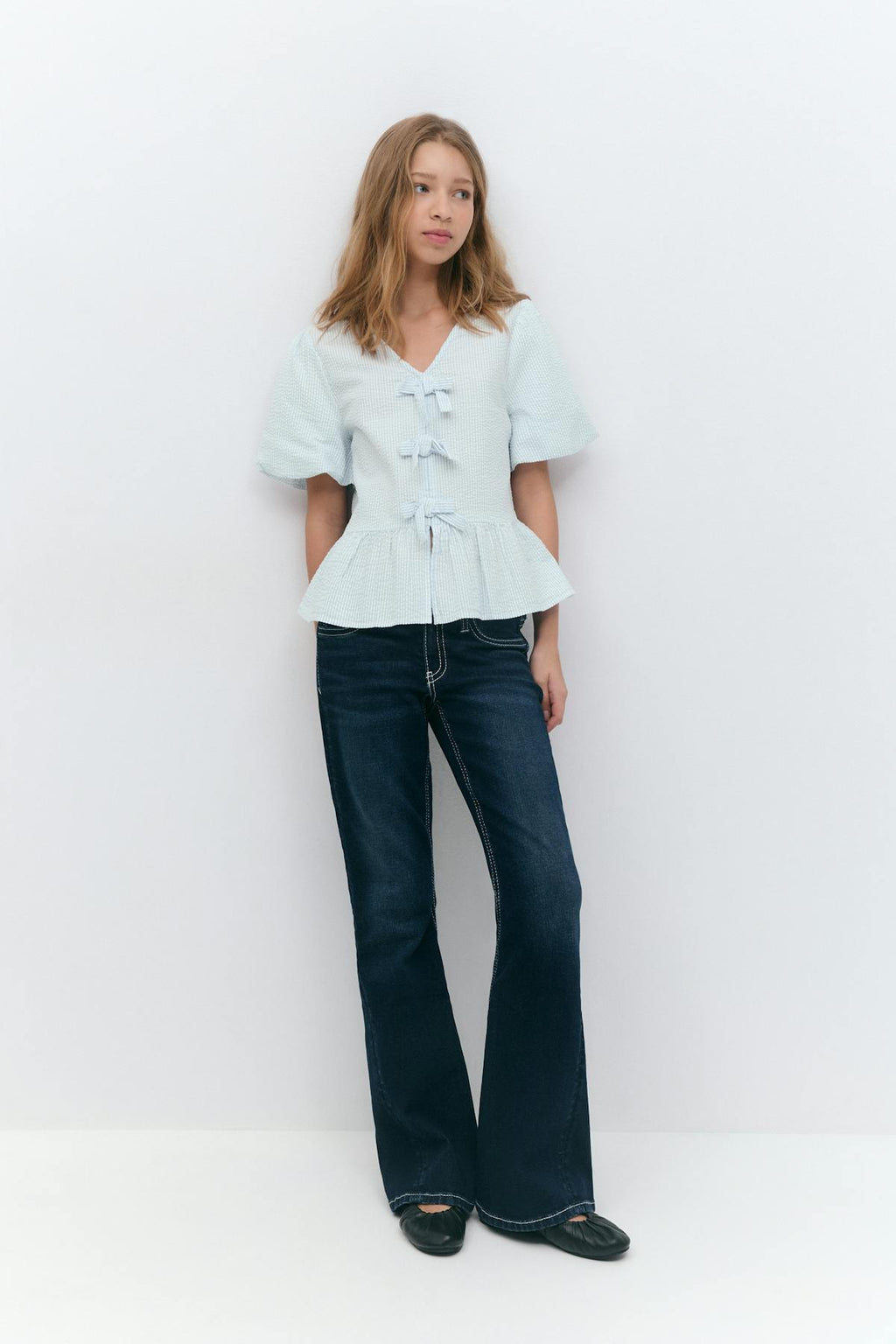 Y tie peplum top