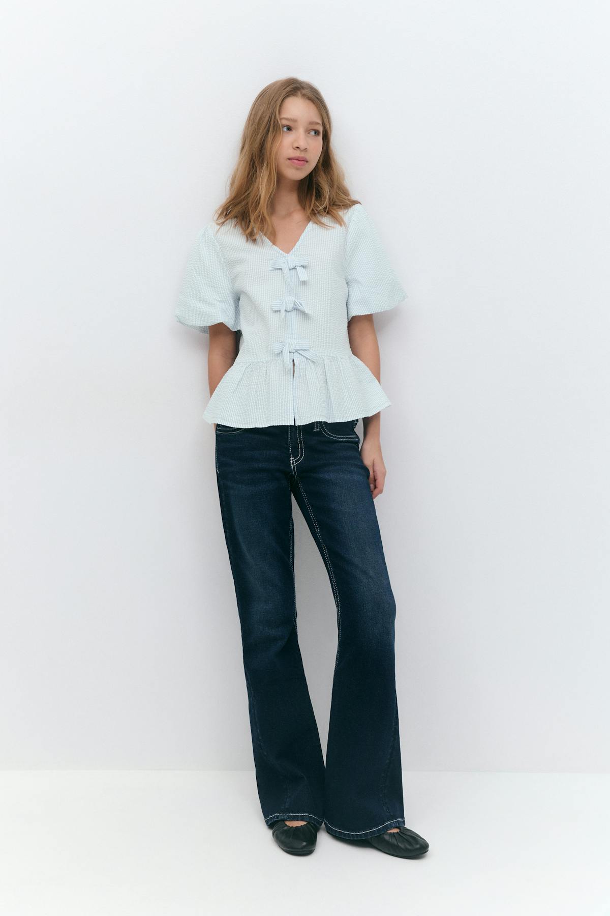 Y tie peplum top