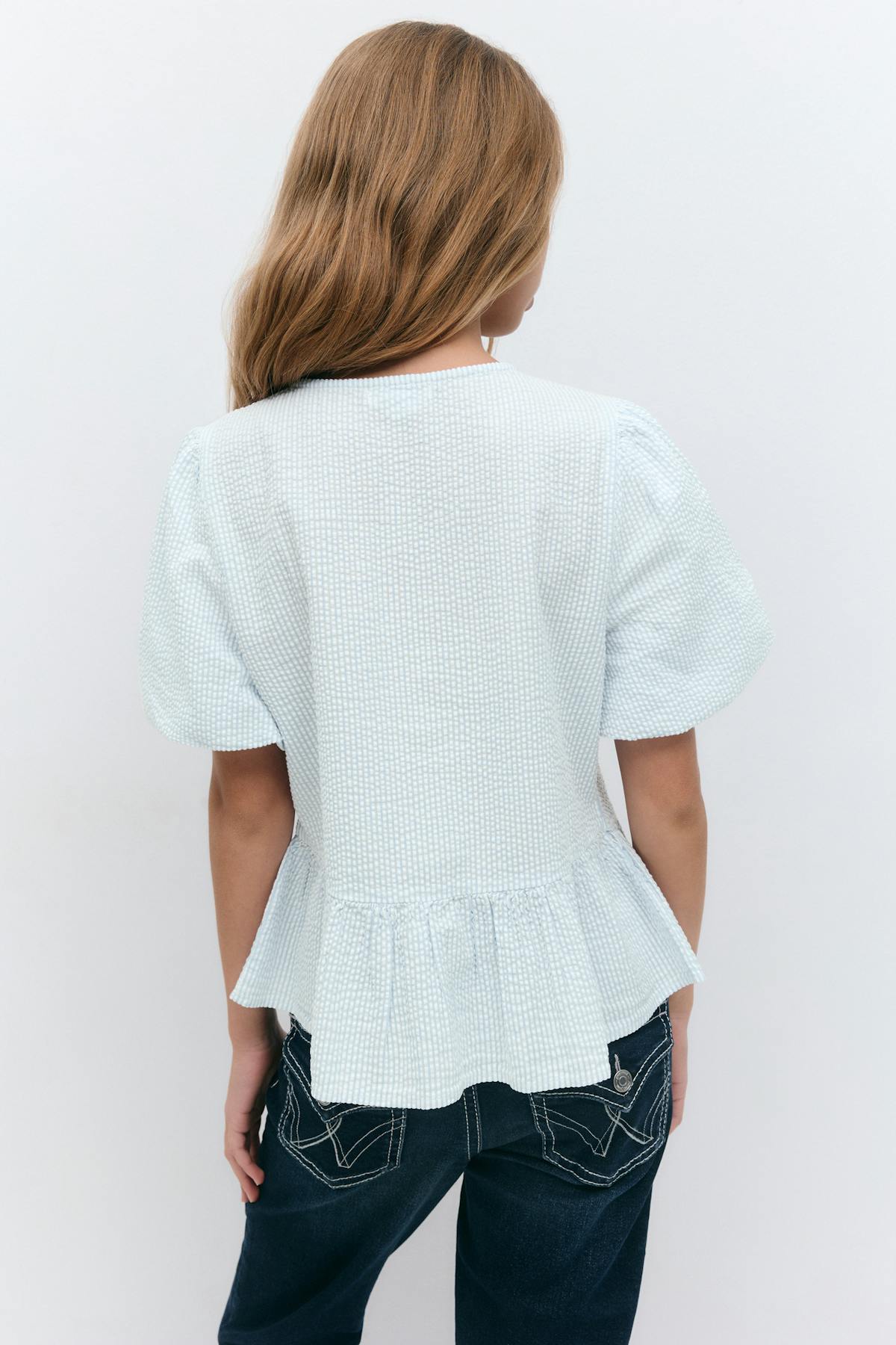 Y tie peplum top